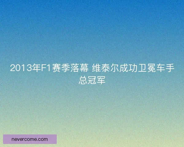 2013年F1赛季落幕 维泰尔成功卫冕车手总冠军