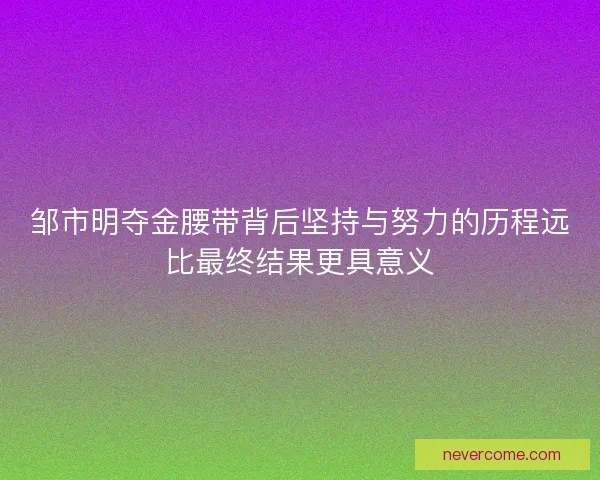 邹市明夺金腰带背后坚持与努力的历程远比最终结果更具意义